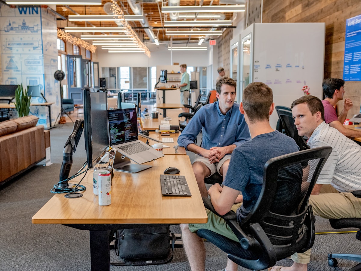 Professional team collaborating around a table